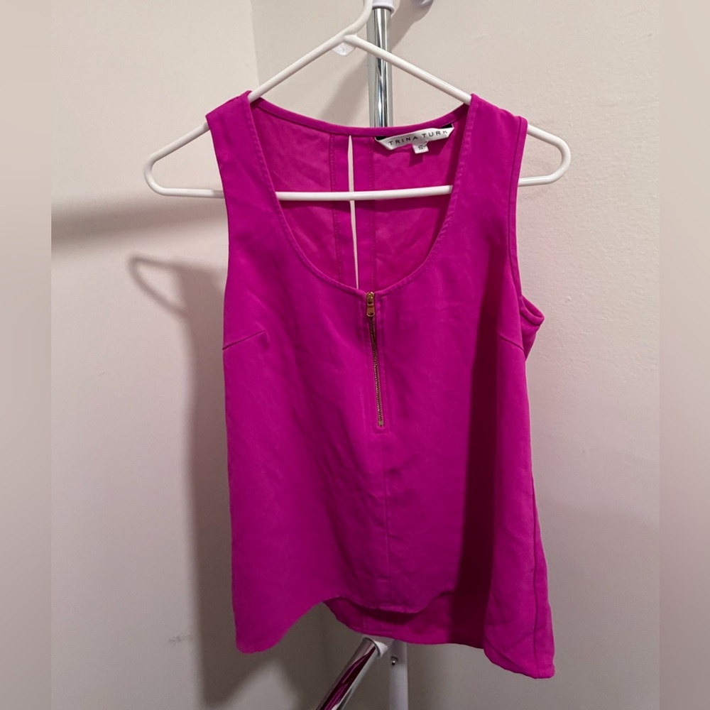 Trina Turk Fuchsia Zip-Front Tank Top